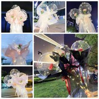 Diy Led Light z różanymi balonami urodziny dzień matki prezent dekoracje ślubne jasne kulki Led Luminous balon bukiet róż 5